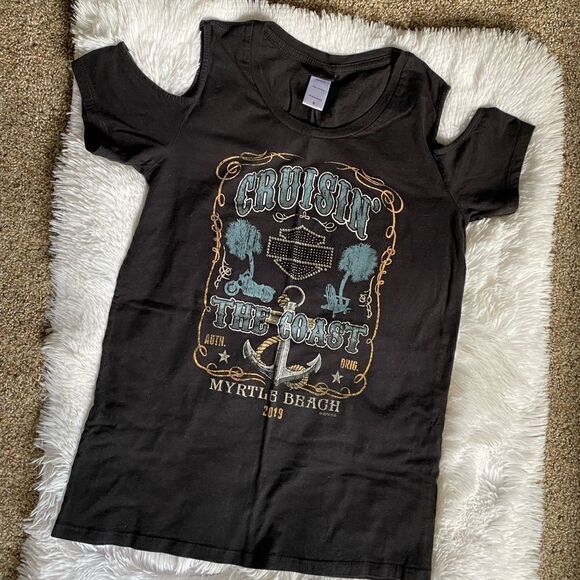 Harley Davidson T-shirt Cruisin the Coast Myrtle Beach 2019 Open Shoulder Small - Picture 1 of 7